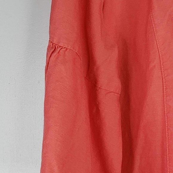Soft Surroundings Ballard Blouse Top Linen Blend Sunset Coral Womens Large - Picture 6 of 10